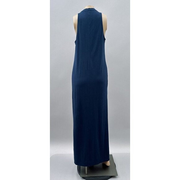 Athleta Sleeveless Tank Maxi Dress Side‎ High Slits Stretch Navy  Blue Womens S - Picture 2 of 11